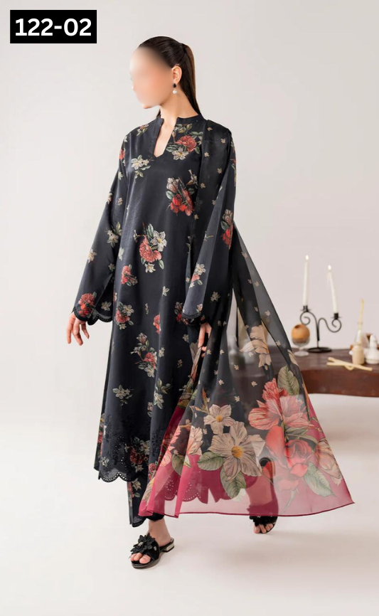 VOL 122 | DS 02 | DIGITAL PRINTED LAWN 3PC BAMBER CHIFFON DUPATTA