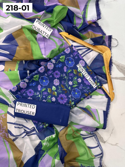 VOL 218 | DS 01 | Madham By Lala | LAWN DIGITAL PRINTED LAWN SHIRT PLAIN TROUSER VOIL LAWN DUPATTA