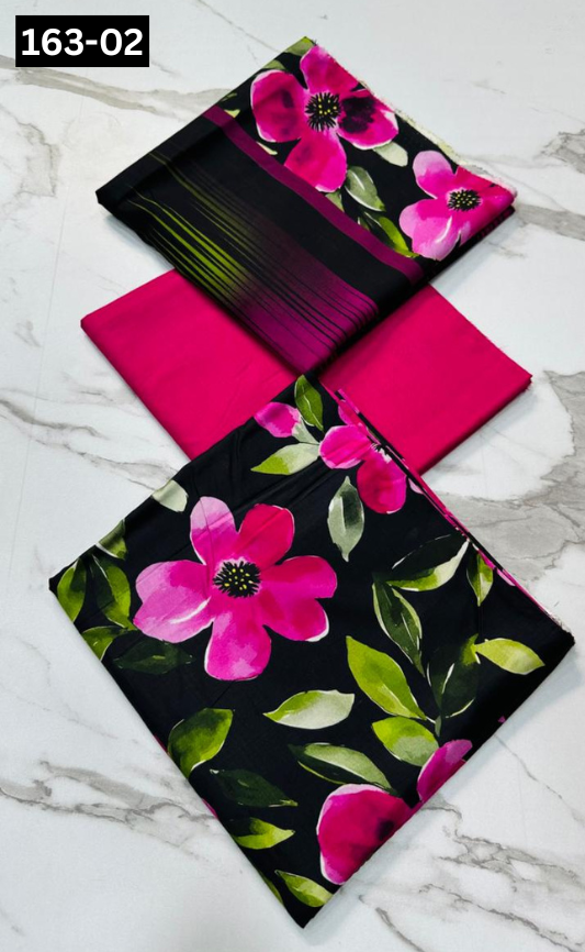 VOL 163 | DS 02 | DIGITAL PRINTED LINEN 3PC LINEN DUPATTA