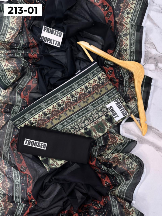 VOL 213 | DS 01 | SHANAYA LAWN DIGITAL PRINTED LAWN SHIRT PLAIN TROUSER VOIL LAWN DUPATTA