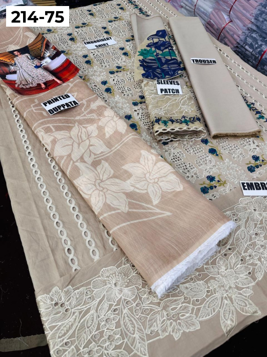 VOL 214 | DS 75 | LAWN LUXURY EMBROIDERED 3PC