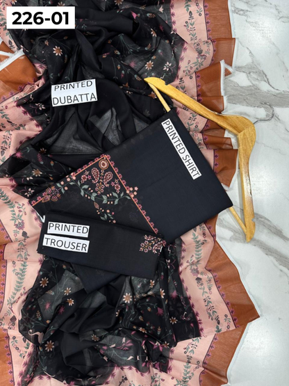 VOL 226 | DS 01 | DIGITAL PRINTED LAWN 3PC PRINTED LAWN SHIRT PLAIN TROUSER PRINTED VOIL DUPATTA
