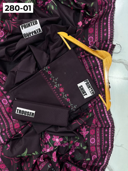 VOL 280 | 01 | WARDA BY SHANAYA | DIGITAL PRINTED 3PC CORDUROY KHADDAR SUIT | PRINTED SHIRT, TROUSER & DUPATTA