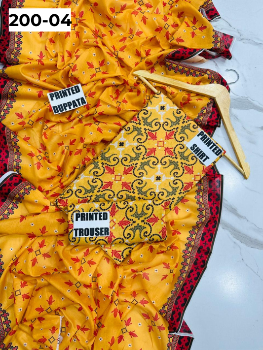 VOL 200 | DS 04 | DIGITAL PRINTED BANADORA LAWN 3PC VOIL LAWN DUPATTA