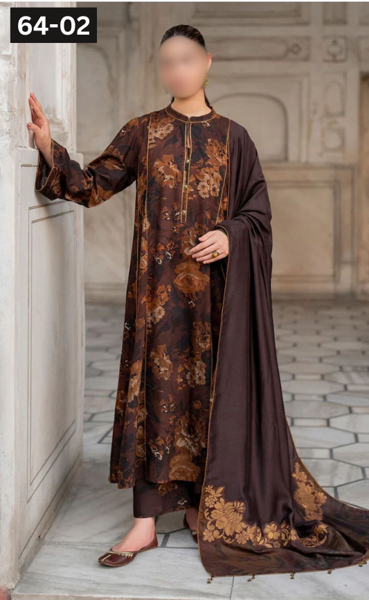 VOL 64 | DS 02 | DIGITAL PRINTED KHADDAR 3PC KHADDAR DUPATTA