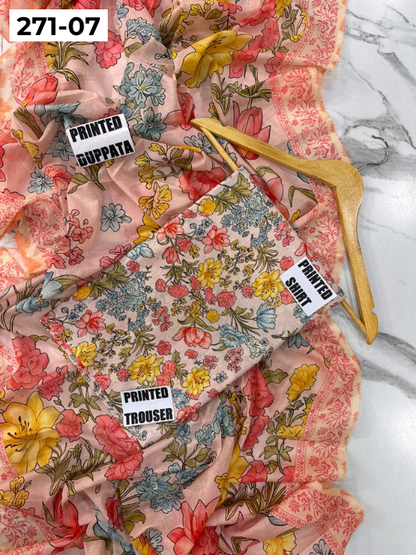 VOL 271 | DS 07 | Sana safinaz | DIGITAL PRINTED 3PC LAWN SHIRT, PRINTED TROUSER, PRINTED VOIL DUPATTA