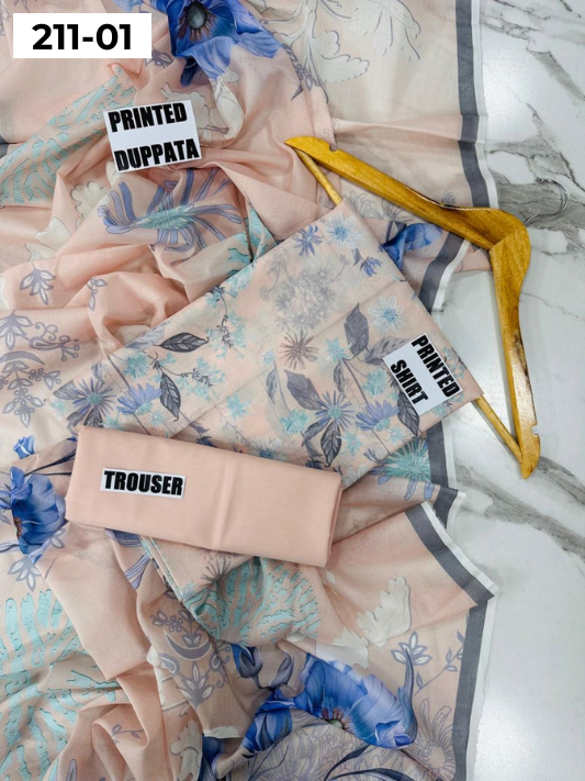 MADHAM BY LALA LAWN 3PC VOL 211 | DS 01 | DIGITAL PRINTED LAWN SHIRT VOIL LAWN DUPATTA DYED TROUSER