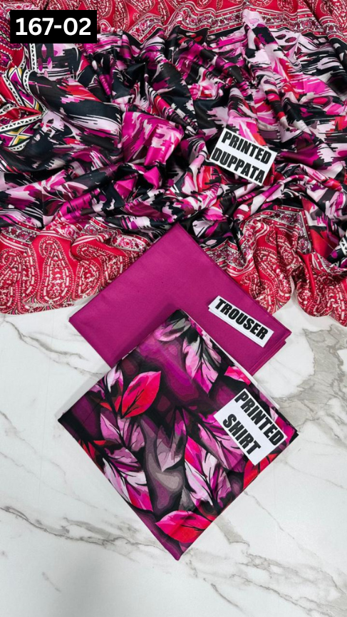VOL 167 | DS 02 | DIGITAL PRINTED LINEN 3PC LINEN DUPATTA