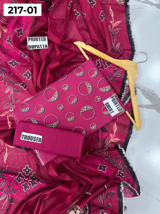 VOL 217 | DS 01 | BinSaeed LAWN DIGITAL PRINTED BANADORA LAWN SHIRT PLAIN TROUSER TARKASHI FANCY DUPATTA