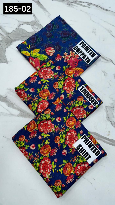 VOL 185 | DS 02 | DIGITAL PRINTED KHADDAR 3PC KHADDAR DUPATTA