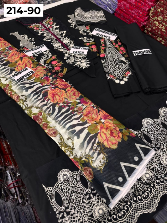 VOL 214 | DS 90 | LAWN LUXURY EMBROIDERED 3PC