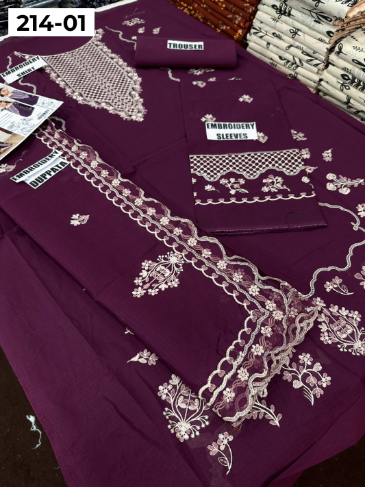 VOL 214 | DS 01 | LAWN LUXURY EMBROIDERED 3PC