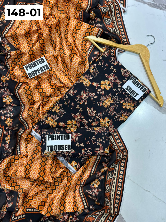 VOL 148 | DS 01 | DIGITAL PRINTED LAWN 3PC VOIL LAWN DUPATTA