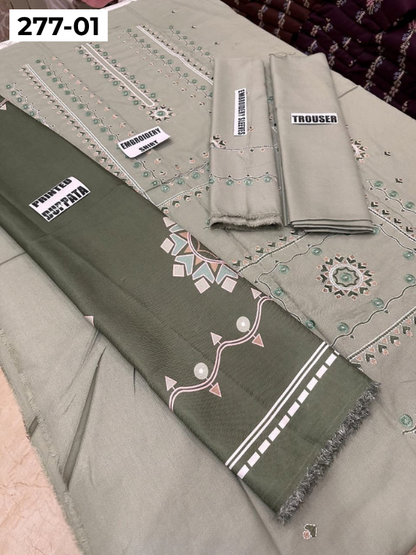 VOL 277 | DS 01 | DHANAK EMBROIDERED WOOL SHAWL 3PC
