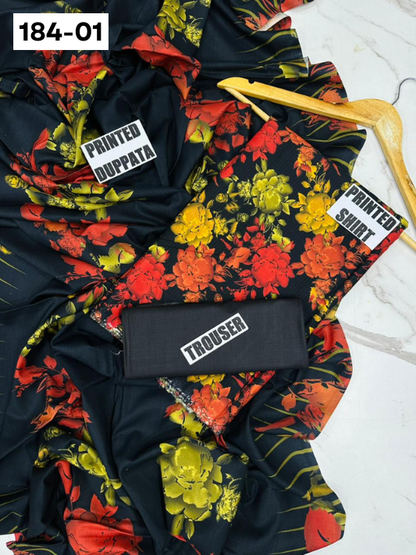 VOL 184 | DS 01 | DIGITAL PRINTED BANADORA LINEN 3PC LINEN DUPATTA