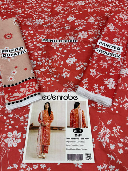 VOL 78 | DS 07 | BANA DORA PRINTED LAWN 3PC