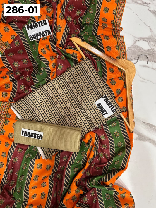 VOL 286 | 01 | BINSAEED | DIGITAL PRINTED 3PC KHADDAR SUIT | PRINTED SHIRT, TROUSER & DUPATTA