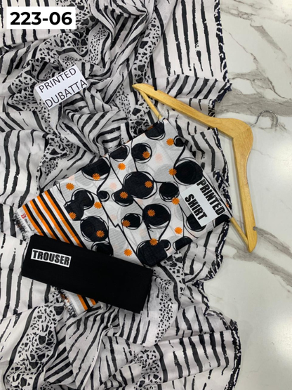 VOL 223 | DS 06 | SAPPHIRE LAWN | DIGITAL PRINTED BANADORA LAWN SHIRT PLAIN TROUSER VOIL LAWN DUPATTA