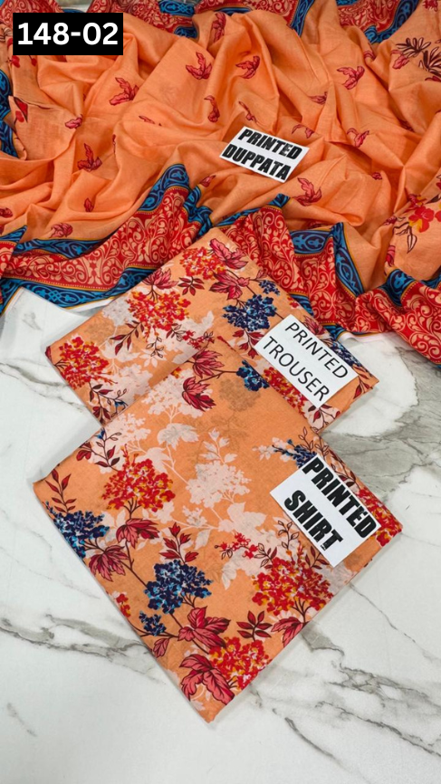 VOL 148 | DS 02 | DIGITAL PRINTED LAWN 3PC VOIL LAWN DUPATTA