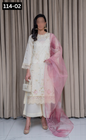 VOL 114 | DS 02 | SHANAYA LAWN EMBROIDERED 3PC PURE ORGANZA DUPATTA