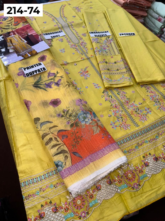 VOL 214 | DS 74 | LAWN LUXURY EMBROIDERED 3PC