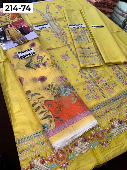 VOL 214 | DS 74 | LAWN LUXURY EMBROIDERED 3PC