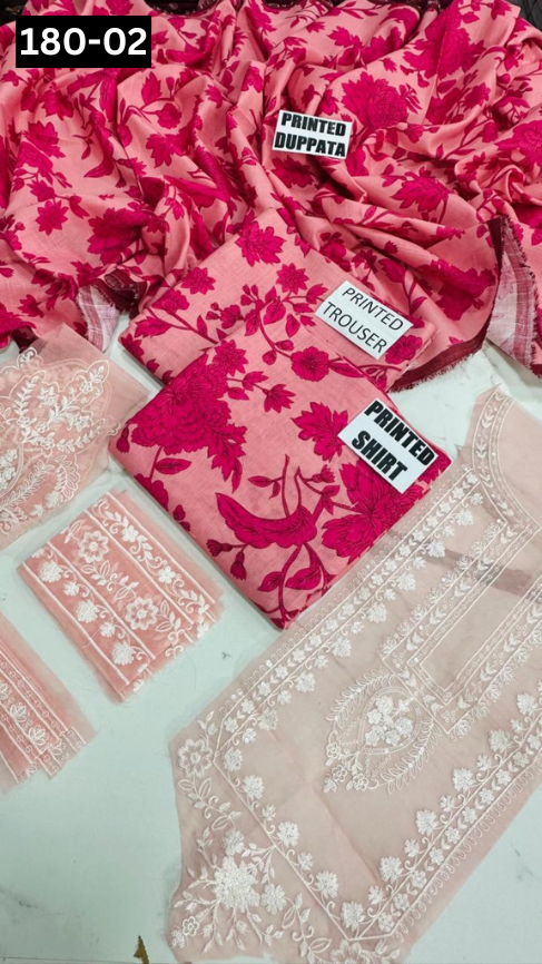 VOL 180 | DS 02 | DIGITAL PRINTED KHADDAR 3PC | EMBROIDERED PATCHES | KHADDAR DUPATTA