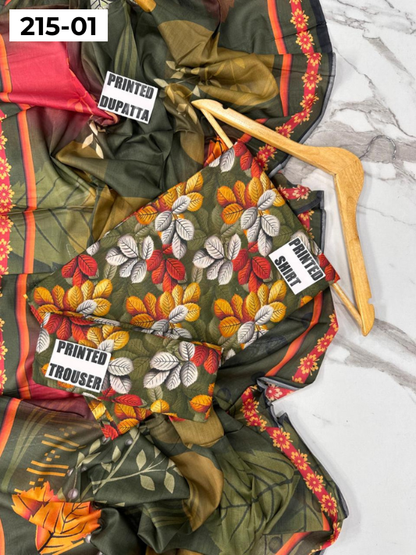 VOL 215 | DS 01 | DIGITAL PRINTED BANADORA LAWN 3PC VOIL LAWN DUPATTA