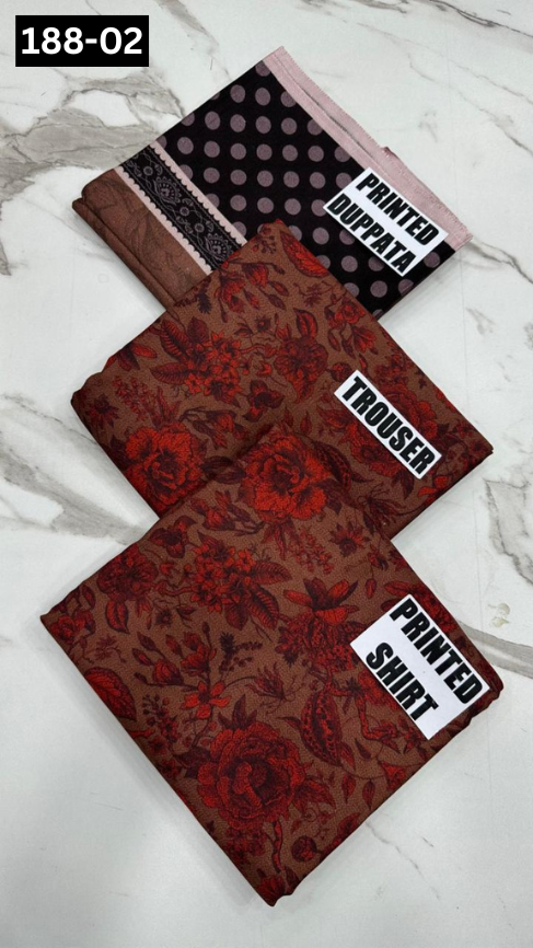 VOL 188 | DS 02 | DIGITAL PRINTED DHANAK 3PC DHANAK DUPATTA