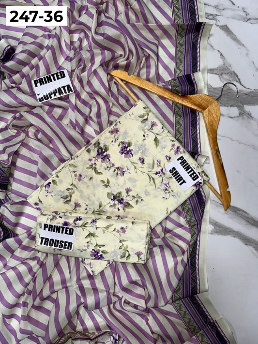 VOL 247 | DS 36 | DIGITAL PRINTED LAWN THREE PIECES VOIL LAWN DUPATTA