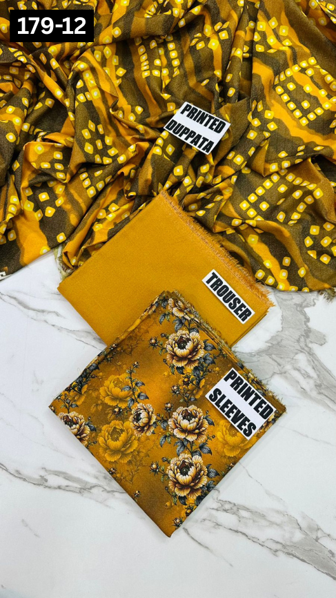 VOL 179 | DS 12 | DIGITAL PRINTED BANADORA KARANDI 3PC DYED TROUSER