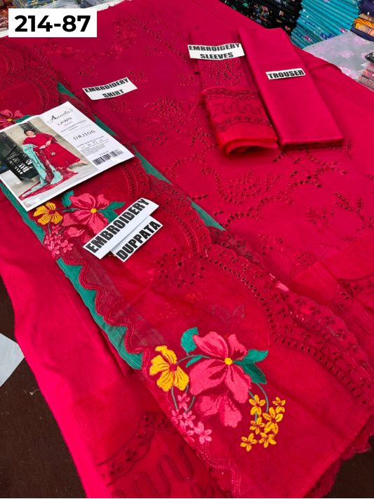 VOL 214 | DS 87 | LAWN LUXURY EMBROIDERED 3PC
