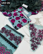 VOL 140 | DS 35 | DIGITAL PRINTED BANADORA LAWN 3PC | VOIL LAWN DUPATTA | EMBROIDERED ORAGANZA PATCHES