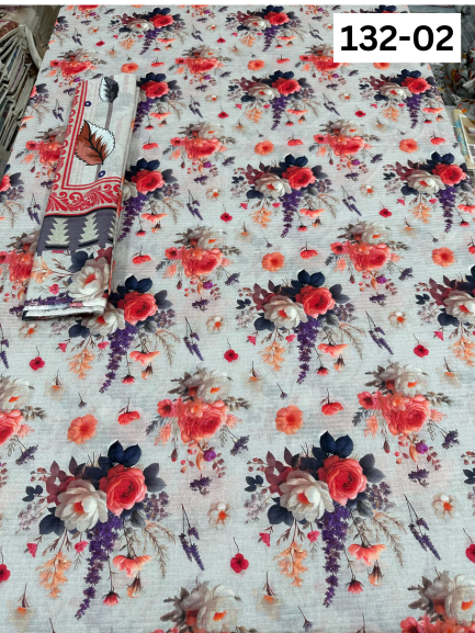 VOL 132 | DS 02 | DIGITAL PRINTED BANADORA LAWN 3PC VOIL LAWN DUPATTA