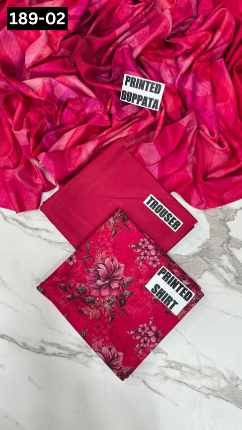 VOL 189 | DS 02 | DIGITAL PRINTED BANADORA DHANAK 3PC DYED TROUSER