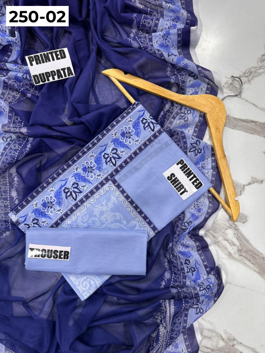 VOL 250 | DS 02 | Gulzeb | DIGITAL PRINTED 3PC LAWN SHIRT, PRINTED TROUSER, PRINTED VOIL DUPATTA