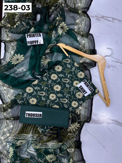 VOL 238  | DS 03 | BEECHTREE LAWN 3PC | DIGITAL PRINTED BANADORA LAWN SHIRT, PLAIN TROUSER, BAMBER CHIFFON DUPATTA