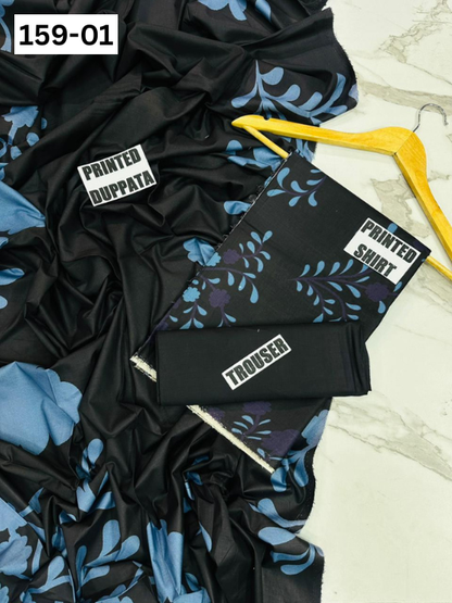 VOL 159 | DS 01 | DIGITAL PRINTED LINEN 3PC LINEN DUPATTA