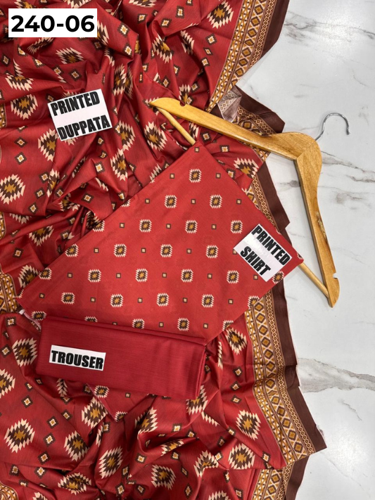 VOL 240 | DS 06 | Mirha LAWN |  DIGITAL PRINTED LAWN 3PC PRINTED LAWN SHIRT PLAIN TROUSER PRINTED LAWN DUPATTA
