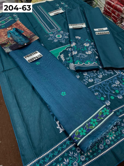 Vol 204 | DS 63 | LAWN EMBROIDERED THREE PIECE COLLECTION