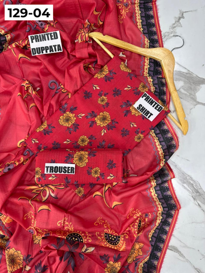 VOL 129 | DS 04 | DIGITAL PRINTED BANADORA LAWN 3PC VOIL LAWN DUPATTA