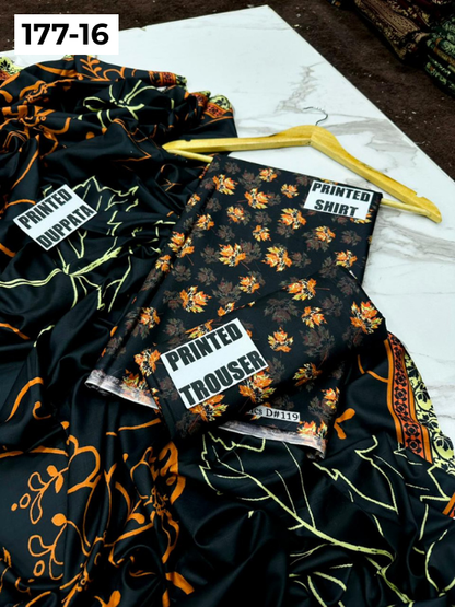 VOL 177 | DS 16 | DIGITAL PRINTED LINEN 3PC LINEN DUPATTA