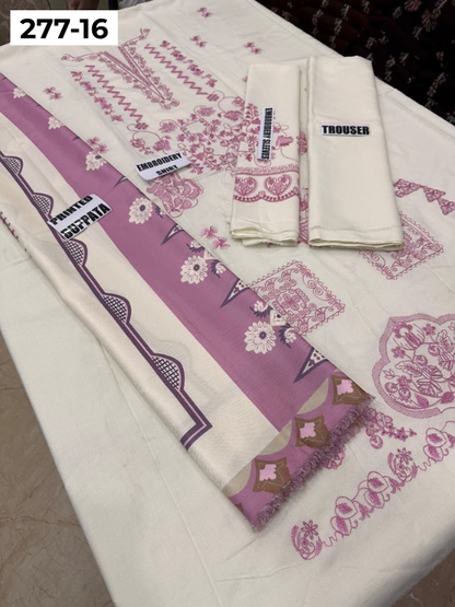 VOL 277 | DS 16 | DHANAK EMBROIDERED WOOL SHAWL 3PC