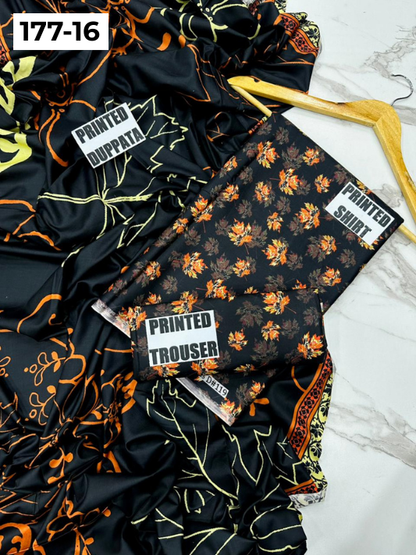 VOL 177 | DS 16 | DIGITAL PRINTED LINEN 3PC LINEN DUPATTA