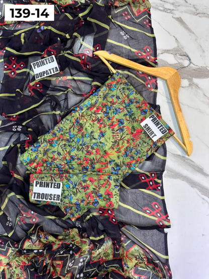 VOL 139 | DS 14 | DIGITAL PRINTED LAWN 3PC BAMBER CHIFFON DUPATTA