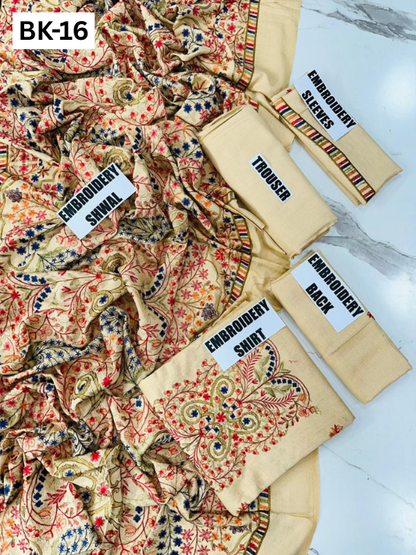 BAREEZE KARANDI | DS 16| KARANDI EMBROIDERED 3PC WITH EMBROIDERED SHAWL