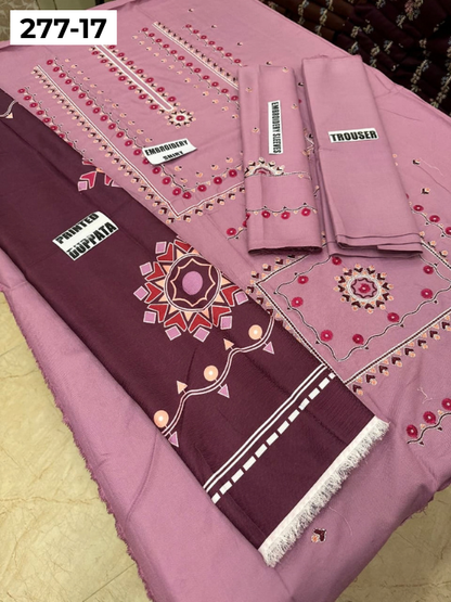 VOL 277 | DS 17 | DHANAK EMBROIDERED WOOL SHAWL 3PC