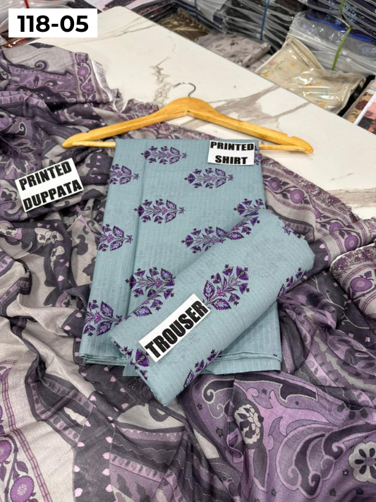 VOL 118 | DS 05 | DIGITAL PRINTED BANADORA LAWN 3PC VOIL LAWN DUPATTA