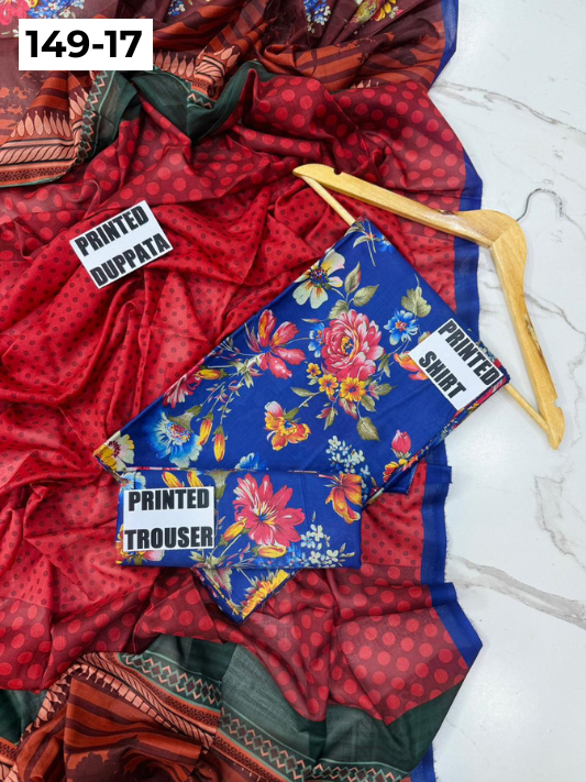 VOL 149 | DS 17 | DIGITAL PRINTED LAWN 3PC VOIL LAWN DUPATTA