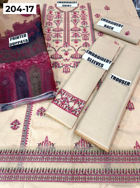 Vol 204 | DS 17 | LAWN EMBROIDERED THREE PIECE COLLECTION